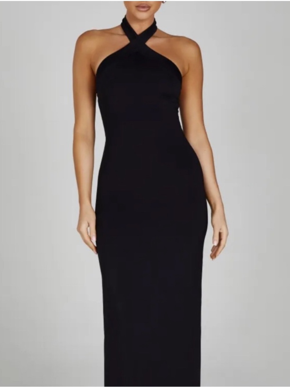 Meshki Kimberley Recycled Nylon
Halter Midi Dress Black Size Medium